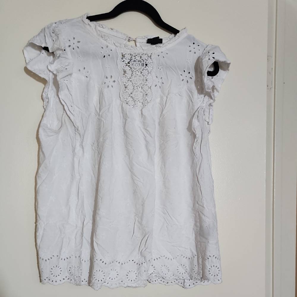 Torrid White Eyelet Lace Blouse